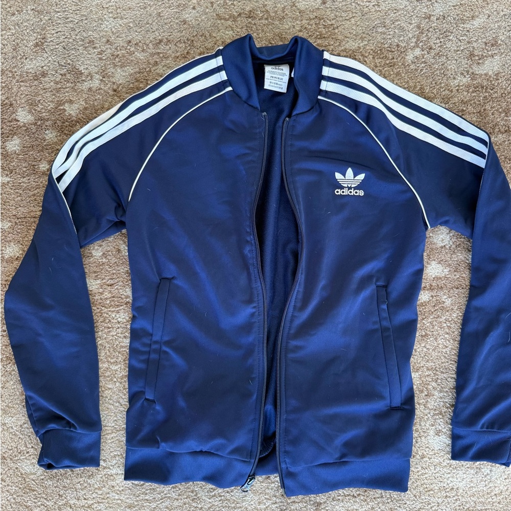 Adidas Dark Blue Jacket with White Accents